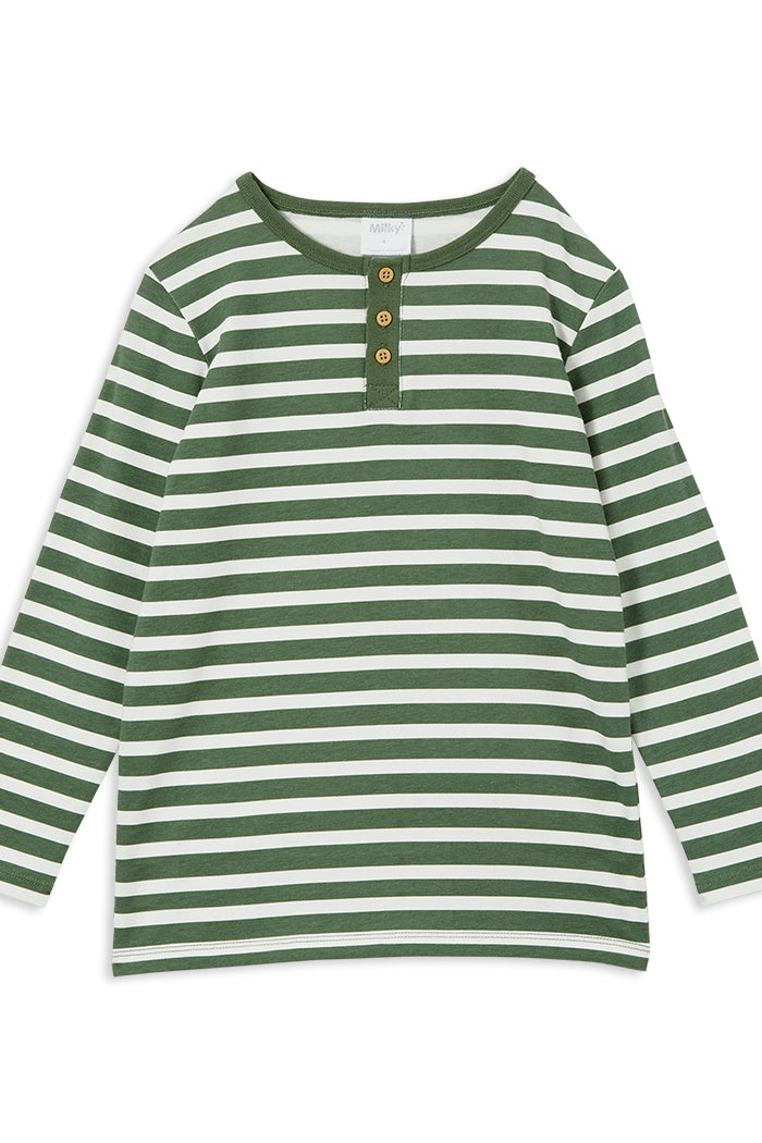 Green Stripe Henley