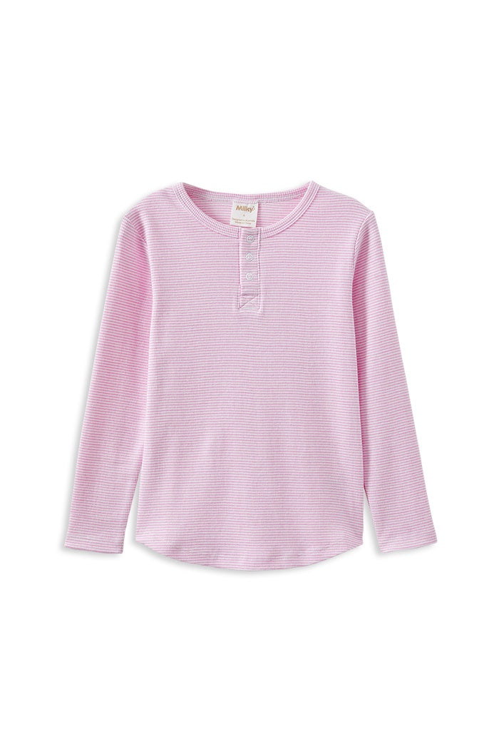 Pink Stripe Henley