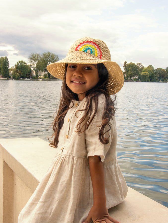 Ric Rac Rainbow Straw Bucket Hat | 3-6 YR