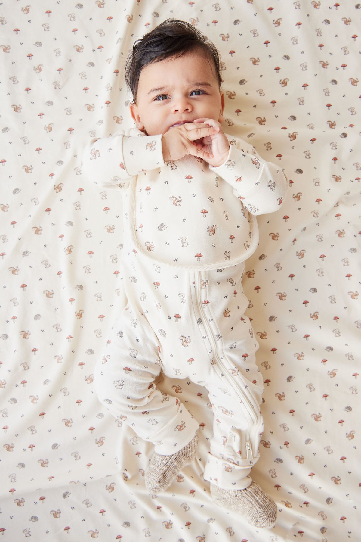 Organic Cotton Reese Zip Onepiece | Woodland Friends