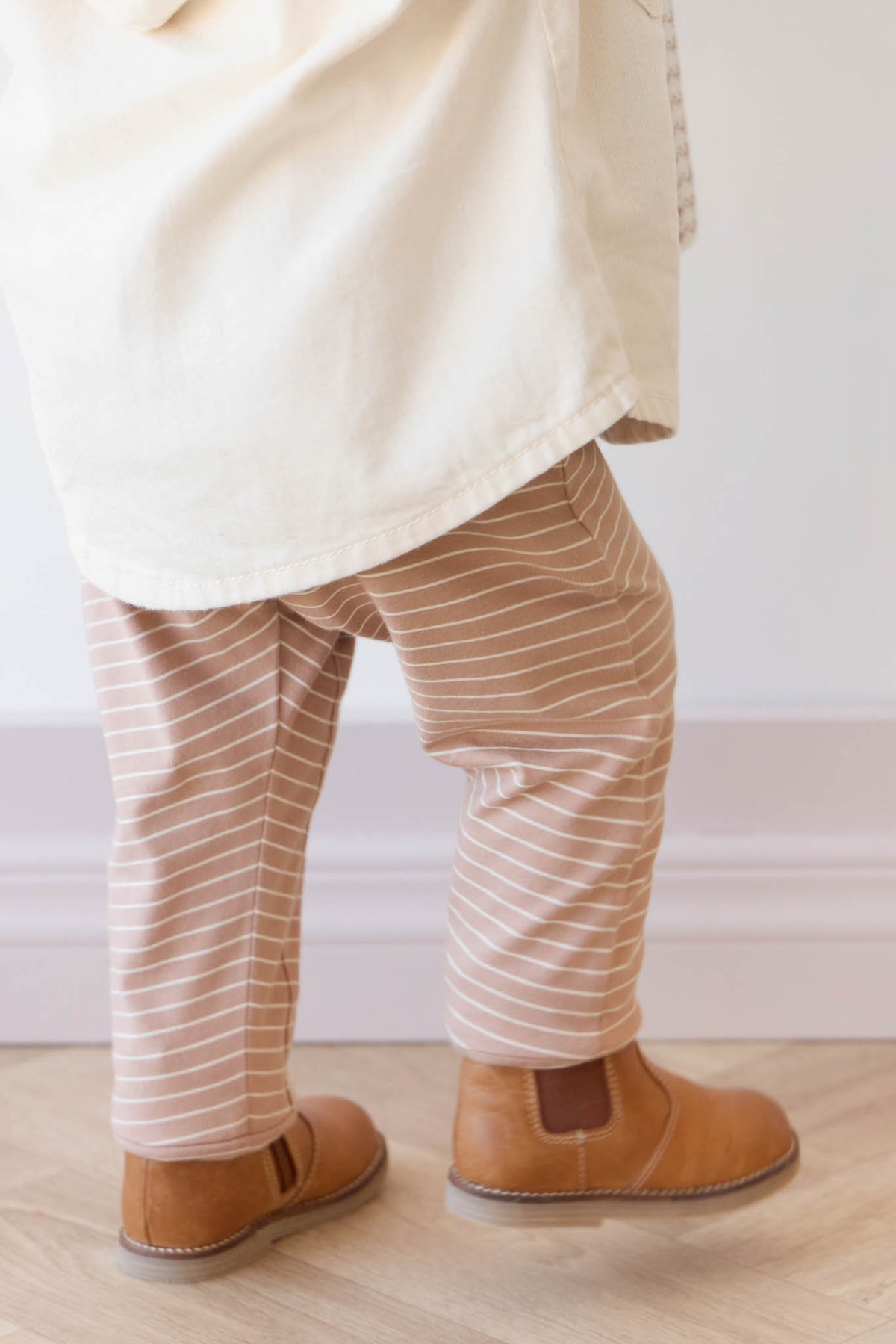 Organic Cotton Shaun Pant | Daily Stripe Pale Terracotta/Buff