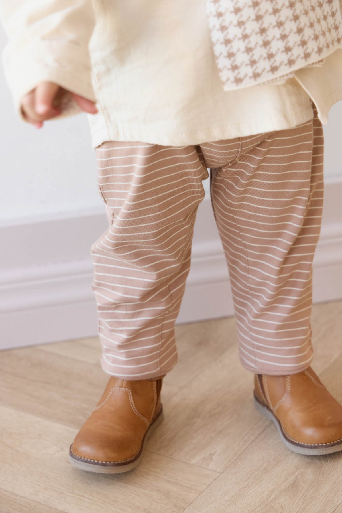 Organic Cotton Shaun Pant | Daily Stripe Pale Terracotta/Buff