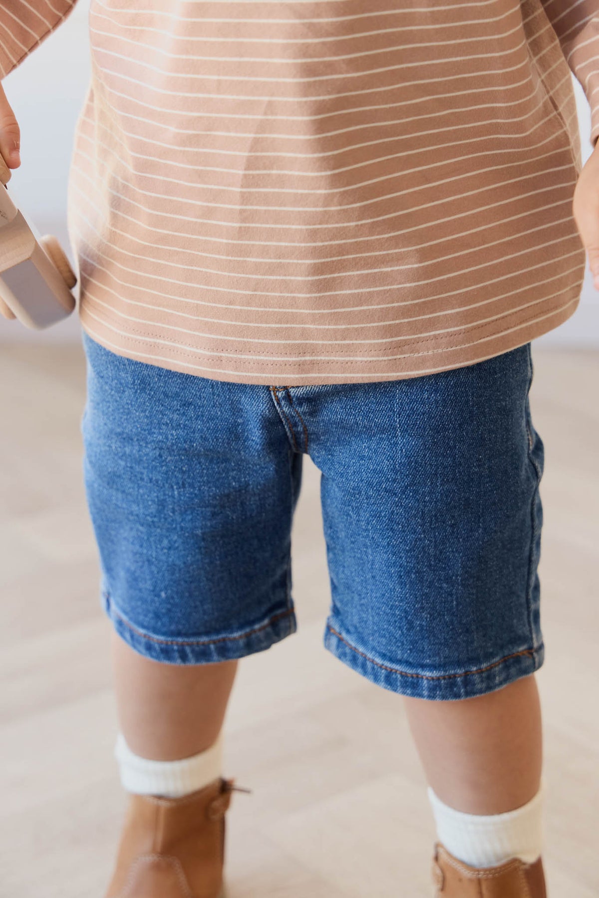 Organic Cotton Levi Long Sleeve Top | Daily Stripe Pale Terracotta/Buff