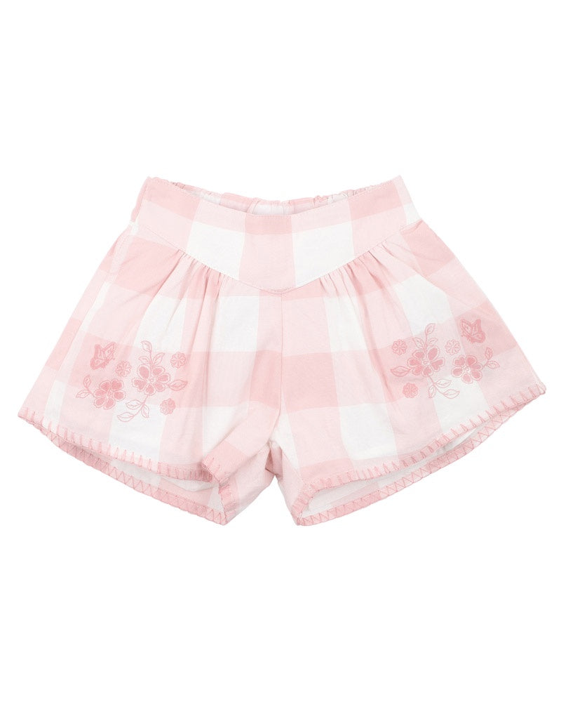 Lara Embroidered Check Shorts | 3-7