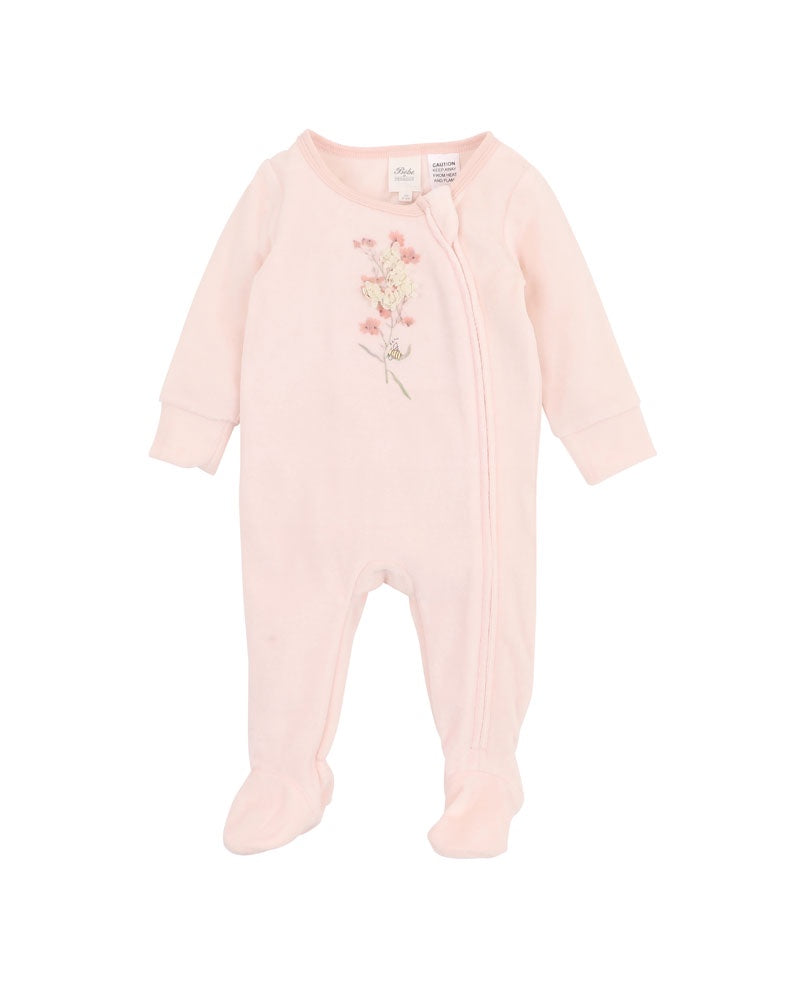 Nancy Velour LS Zip Onesie