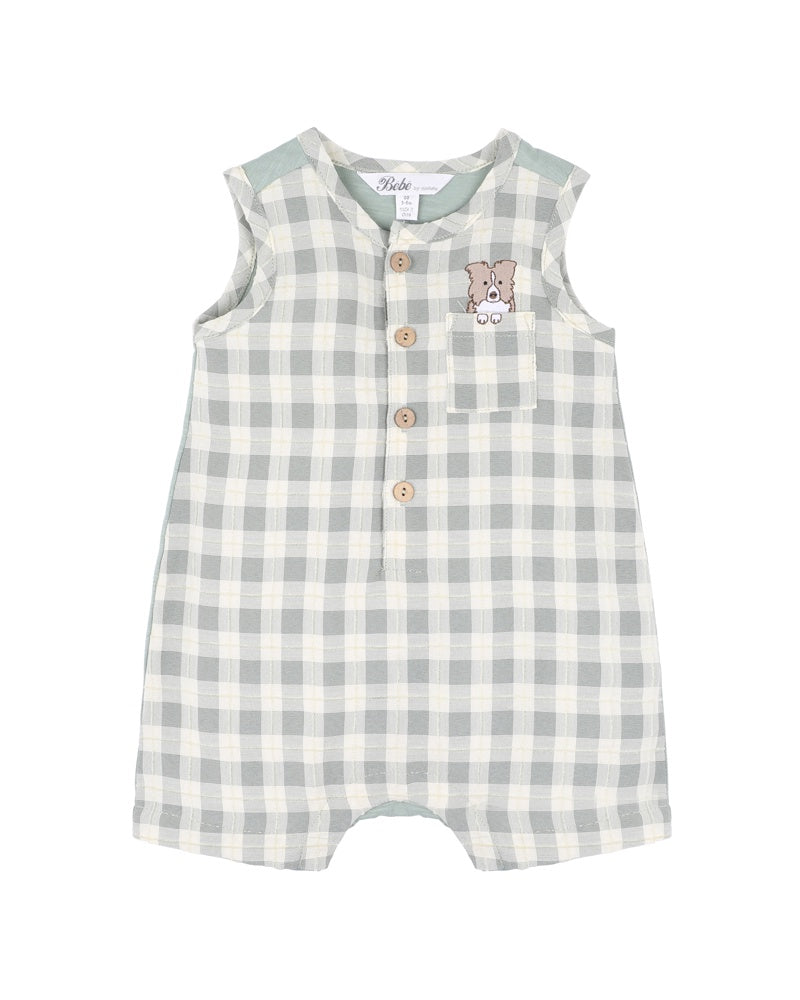 Chester Embroidered Check Romper