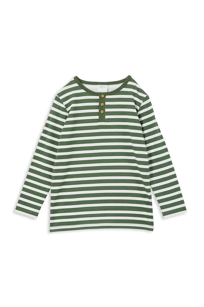 Green Stripe Henley