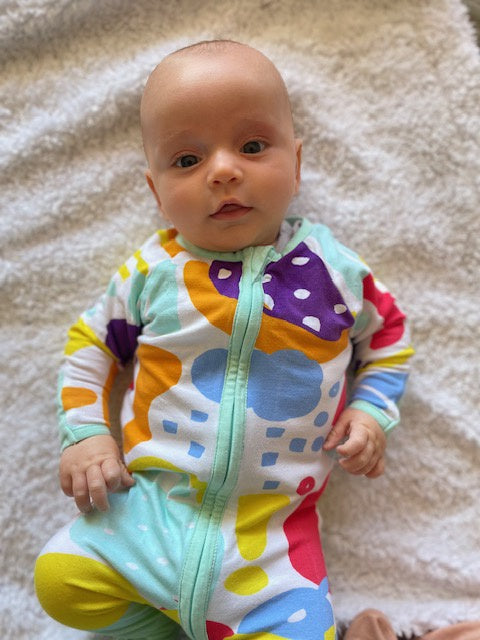 Elements Print Onesie with Teal Trim